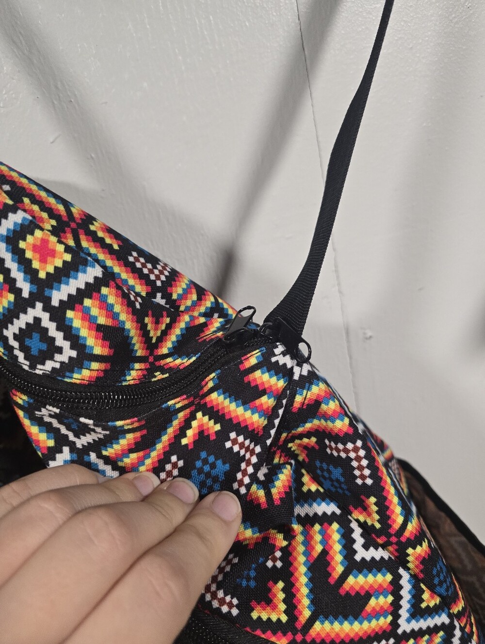 Colorful Geometric Patterned Sport Boot Bag with Front Mesh Pocket - Picture 11 of 16